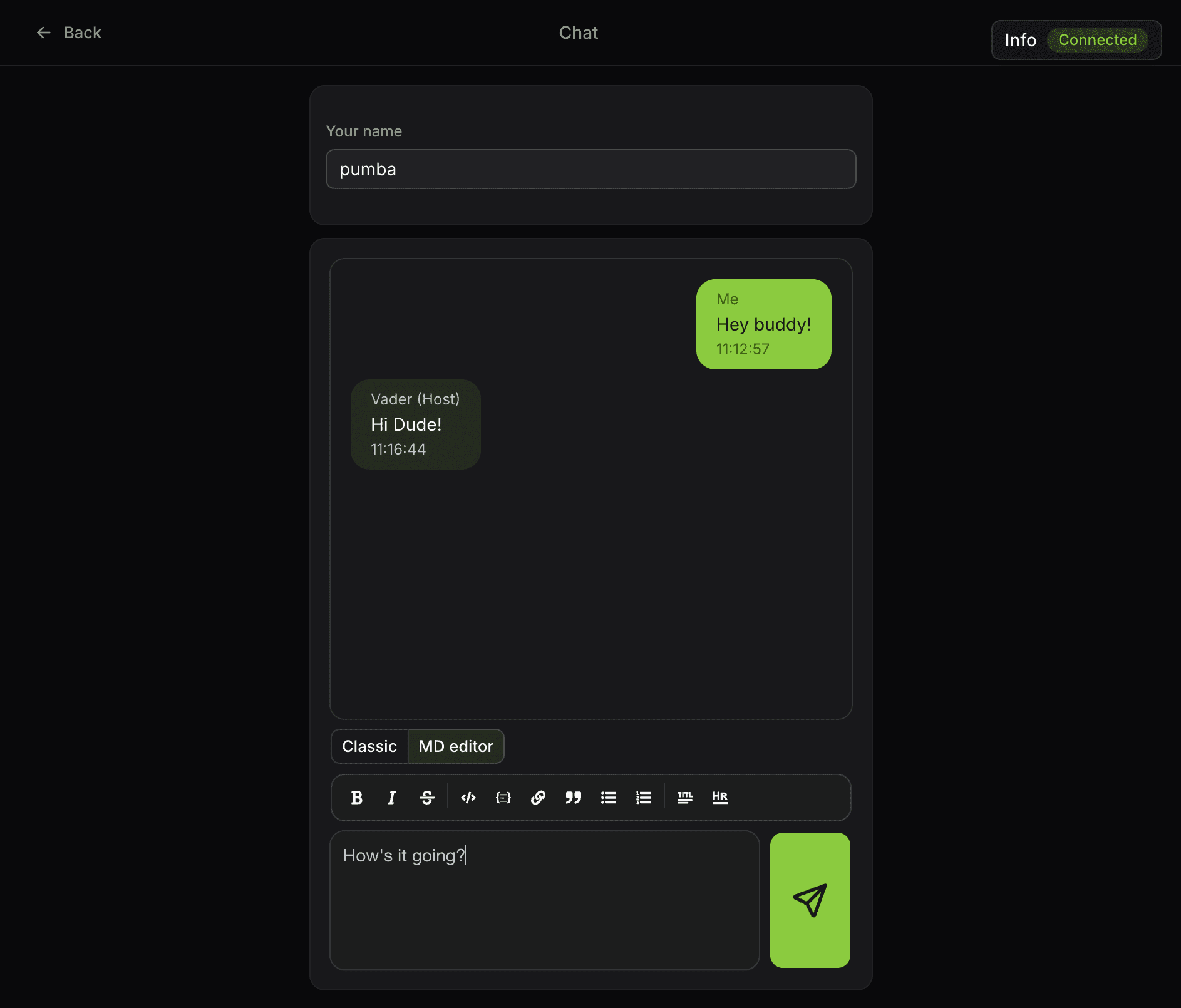 Join Room page with link input field